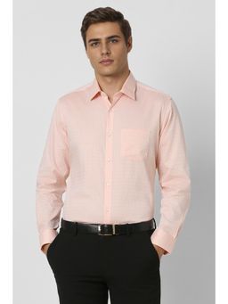 Van Heusen - Men Peach Regular Fit Textured Full Sleeves Wedding Shirt