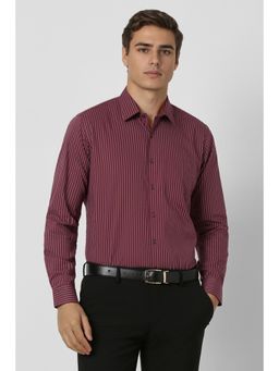 Van Heusen - Men Maroon Slim Fit Stripes Full Sleeves Formal Shirt
