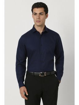 Van Heusen - Men Navy Regular Fit Solid Full Sleeves Formal Shirt