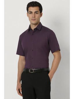Van Heusen - Men Purple Regular Fit Textured Half Sleeves Wedding Shirt