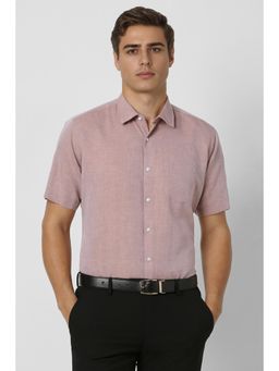 Van Heusen - Men Maroon Regular Fit Textured Half Sleeves Formal Shirt