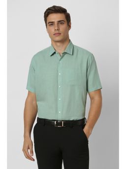 Van Heusen - Men Green Regular Fit Solid Half Sleeves Formal Shirt