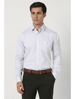 Van Heusen - Men White Slim Fit Print Full Sleeves Casual Shirt