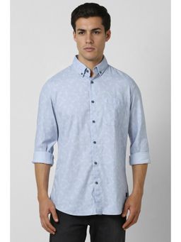 Van Heusen - Men Light Blue Slim Fit Print Full Sleeves Casual Shirt