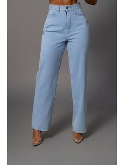 Angelfab - Women Denim Blue High Waist Straight No Fade Jeans