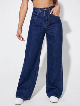 Angelfab - Women Denim Blue Wide No Fade Jeans