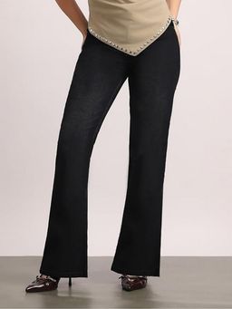 Angelfab - Women Denim Black High Waist Bootcut Light Fade Jeans