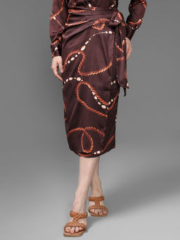 Kazo - Yana Brown Midi Skirt