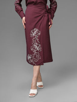 Kazo - Abbey Wine Midi Skirt