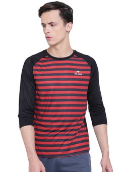 Alcis - Men Multi Color Stripes Round Neck T Shirt