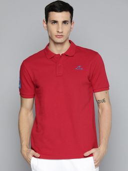 Alcis - Red Printed Collar Neck Polo T Shirt