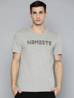 Alcis - Men Typography Dry Tech Sports T Shirt Grey