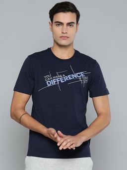 Alcis - Men Typography Dry Tech Sports T Shirt Navy Blue