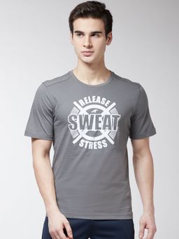 Alcis - Men Grey Printed Round Neck T Shirt