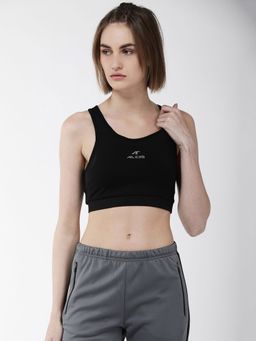 Alcis - Women Black Solid Non Wired Lightly Padded Sports Bra