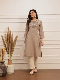 Barara Ethnic - Beige Floral Kurta