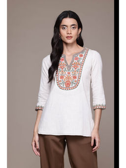 Aarke Ritu Kumar - Off White Floral Kurti