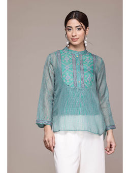 Aarke Ritu Kumar - Green Floral Tunic with Camisole