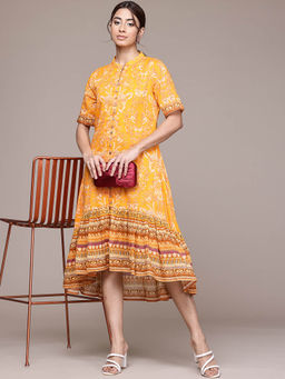 Aarke Ritu Kumar - Yellow Floral Midi Dress