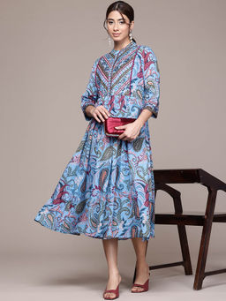 Aarke Ritu Kumar - Blue Paisley Midi Dress