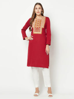 Barara Ethnic - Red Embroidered Kurta