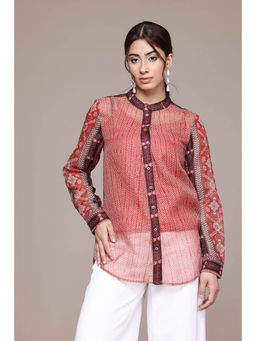 Aarke Ritu Kumar - Rust Floral Shirt with Camisole