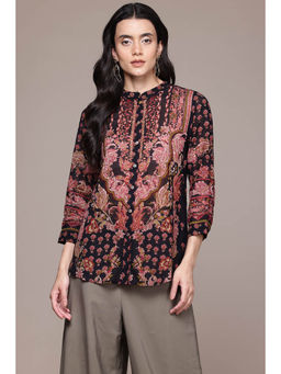 Aarke Ritu Kumar - Black Floral Shirt