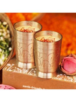 earth chakra - Ulchai Handwork Brass Tumbler (Pack of 2)