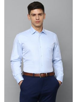 Louis Philippe - Men Blue Classic Fit Textured Full Sleeves Formal Shirt