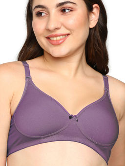 BLOSSOM - Womens Cotton Soft Bra With Light Padded Cups With Adjustable Straps Purple