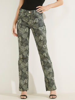 Guess - Women Green Printed High Rise Skinny Fit Straight Jeans