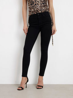 Guess - Women Black Solid Mid-Rise Ankle Length Jeans