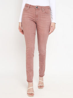 Guess - Women Pink Solid Mid-Rise Jeans