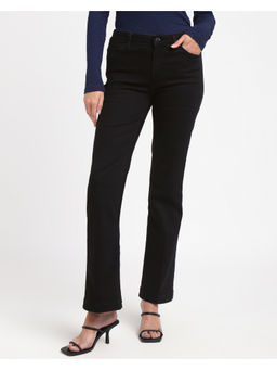 Guess - Womens Black Cotton Solid Slim Fit Jeans