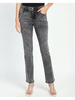 Guess - Womens Grey Cotton Blend Solid Regular Fit Jeans