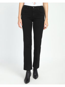 Guess - Womens Black Cotton Blend Solid Slim Fit Jeans