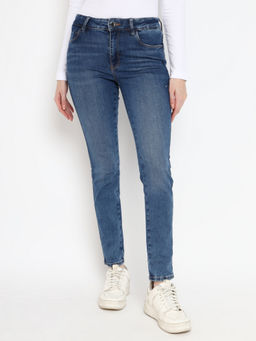 Guess - Women Blue Washed High Rise Full Length Jeans