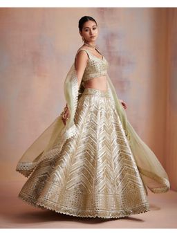 SUHINO - Ivory Tissue Lehenga with Blouse & Dupatta (Set of 3)