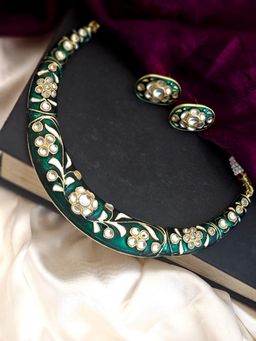 BINNI - White Meena Royal Hasuli Necklace Set