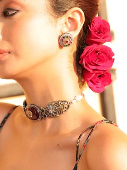 BINNI - Multi-Color Crimson Crown Enamel Choker Set