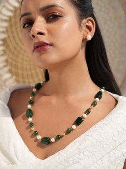 BINNI - Emerald Whisper Green Quartz Stone Necklace Set