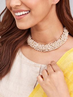 Fabindia - White Metal Short Necklace