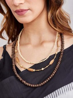 Fabindia - Multi-Color Wood Layered Long Necklace
