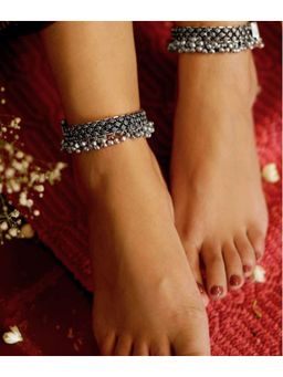 BINNI - Antique Silver Ghungroo Anklets (Pack of 2)