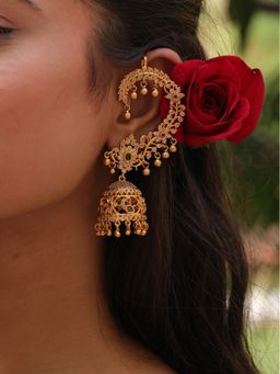 BINNI - Multi-Color Gilded Karna Phool Ghungroo Jhumka Ear Cuffs