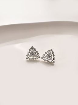 Peach Tassels - White Triangle-Shaped Ad Stud Earrings