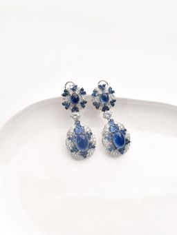 Peach Tassels - Blue Gemstones Elegant Drop Earrings