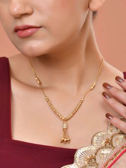 VOJ - Gold Plated White Stone Studded Necklace
