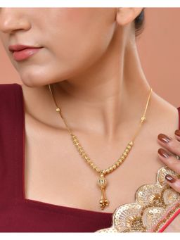 VOJ - Gold Plated White Stone Studded Circular Shaped Necklace