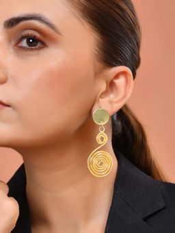 VOJ - Gold Plated Twisted Designed Drop Earrings